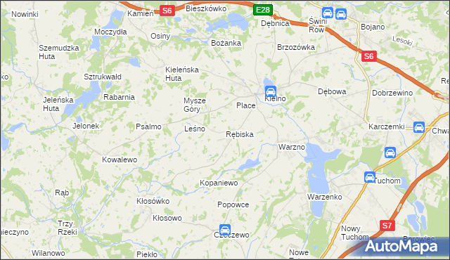 mapa Rębiska gmina Szemud, Rębiska gmina Szemud na mapie Targeo