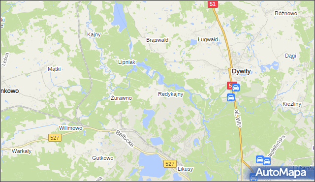 mapa Redykajny, Redykajny na mapie Targeo