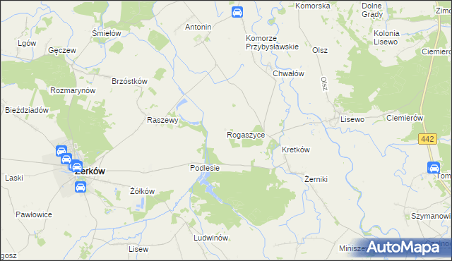 mapa Rogaszyce gmina Żerków, Rogaszyce gmina Żerków na mapie Targeo