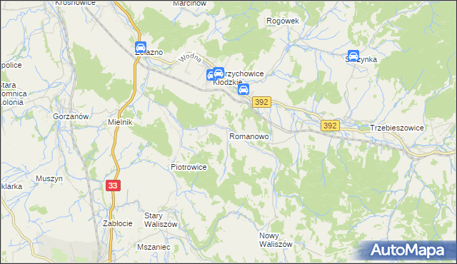 mapa Romanowo gmina Kłodzko, Romanowo gmina Kłodzko na mapie Targeo