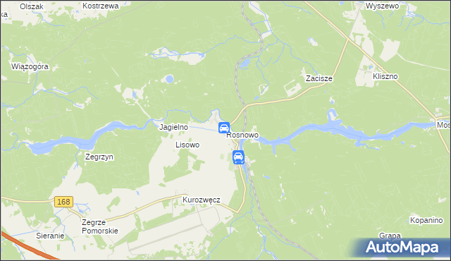 mapa Rosnowo gmina Manowo, Rosnowo gmina Manowo na mapie Targeo