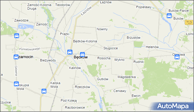mapa Rosocha gmina Będków, Rosocha gmina Będków na mapie Targeo