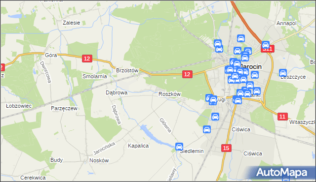 mapa Roszków gmina Jarocin, Roszków gmina Jarocin na mapie Targeo