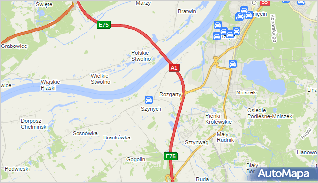 mapa Rozgarty gmina Grudziądz, Rozgarty gmina Grudziądz na mapie Targeo