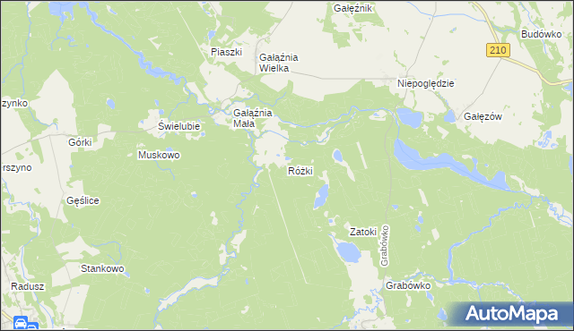mapa Różki gmina Kołczygłowy, Różki gmina Kołczygłowy na mapie Targeo