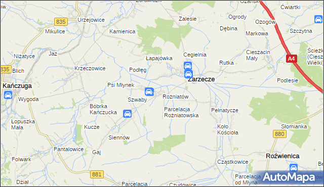 mapa Rożniatów gmina Zarzecze, Rożniatów gmina Zarzecze na mapie Targeo