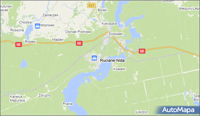mapa Ruciane-Nida, Ruciane-Nida na mapie Targeo