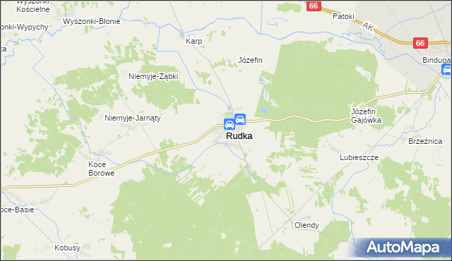 mapa Rudka powiat bielski, Rudka powiat bielski na mapie Targeo