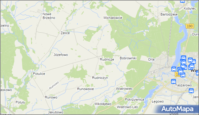 mapa Rudnicze gmina Wągrowiec, Rudnicze gmina Wągrowiec na mapie Targeo