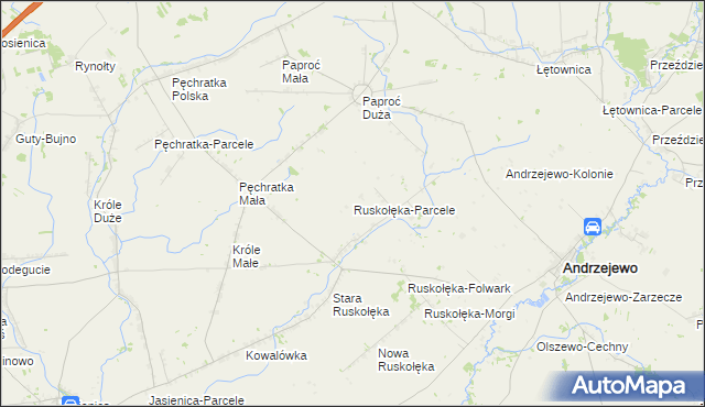 mapa Ruskołęka-Parcele, Ruskołęka-Parcele na mapie Targeo