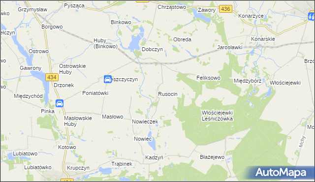 mapa Rusocin gmina Dolsk, Rusocin gmina Dolsk na mapie Targeo