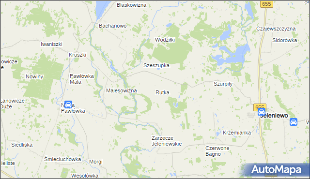 mapa Rutka gmina Jeleniewo, Rutka gmina Jeleniewo na mapie Targeo