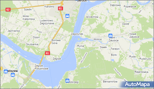 mapa Rynia gmina Nieporęt, Rynia gmina Nieporęt na mapie Targeo