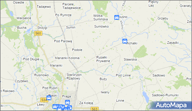 mapa Rypałki Prywatne, Rypałki Prywatne na mapie Targeo