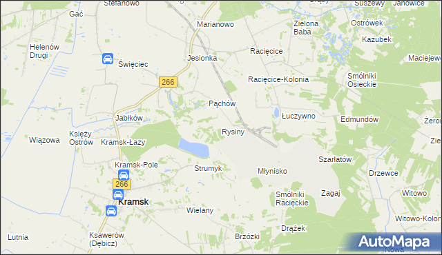 mapa Rysiny gmina Kramsk, Rysiny gmina Kramsk na mapie Targeo