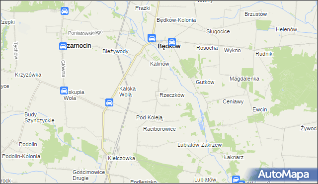 mapa Rzeczków gmina Będków, Rzeczków gmina Będków na mapie Targeo