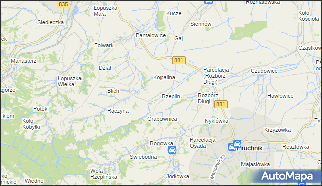 mapa Rzeplin gmina Pruchnik, Rzeplin gmina Pruchnik na mapie Targeo