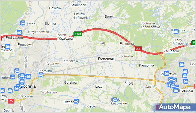 mapa Rzezawa, Rzezawa na mapie Targeo