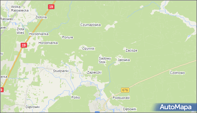mapa Sadowy Stok, Sadowy Stok na mapie Targeo