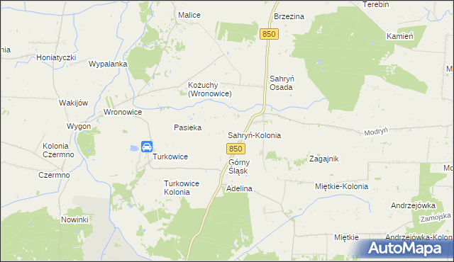 mapa Sahryń-Kolonia, Sahryń-Kolonia na mapie Targeo