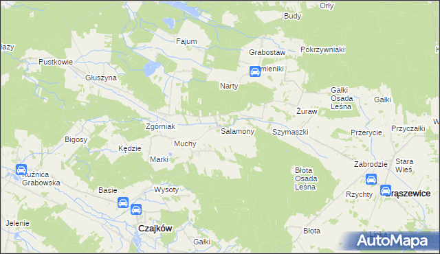 mapa Salamony gmina Czajków, Salamony gmina Czajków na mapie Targeo
