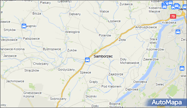 mapa Samborzec, Samborzec na mapie Targeo