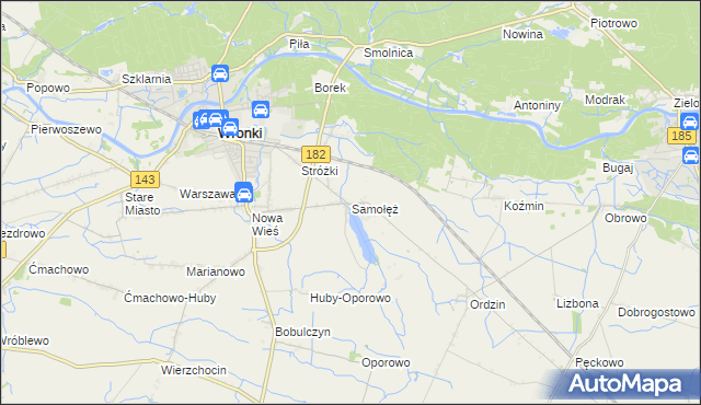 mapa Samołęż, Samołęż na mapie Targeo