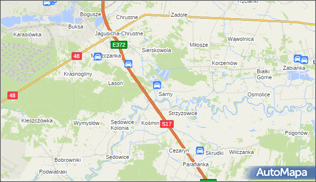 mapa Sarny gmina Ułęż, Sarny gmina Ułęż na mapie Targeo