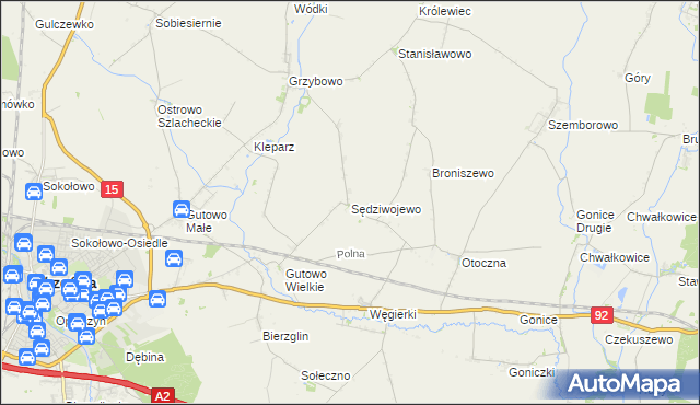 mapa Sędziwojewo gmina Września, Sędziwojewo gmina Września na mapie Targeo