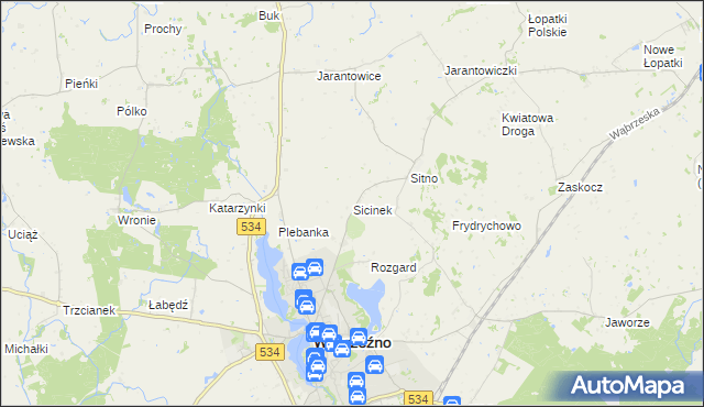 mapa Sicinek, Sicinek na mapie Targeo