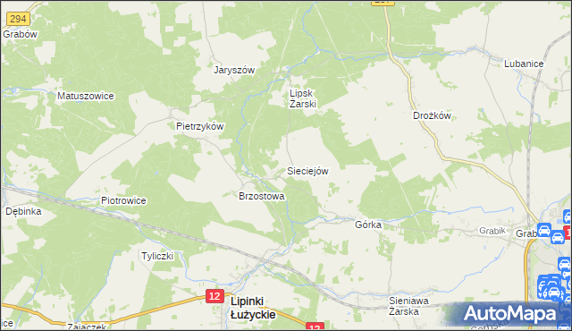 mapa Sieciejów, Sieciejów na mapie Targeo