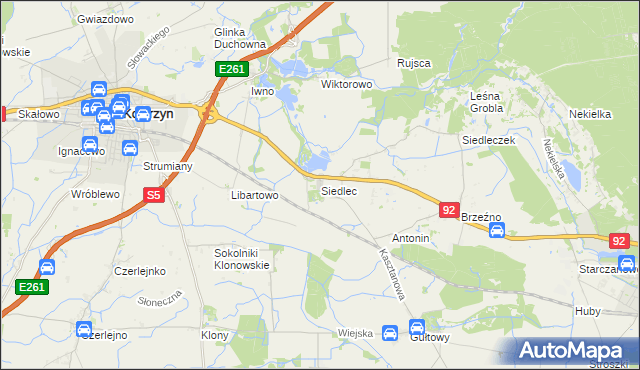 mapa Siedlec gmina Kostrzyn, Siedlec gmina Kostrzyn na mapie Targeo