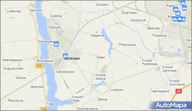 mapa Sielec gmina Janikowo, Sielec gmina Janikowo na mapie Targeo