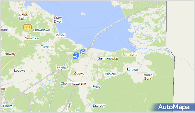 mapa Siemianówka, Siemianówka na mapie Targeo