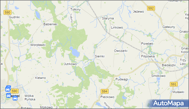 mapa Siemki, Siemki na mapie Targeo