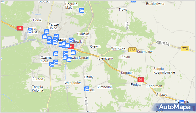 mapa Sieniczno, Sieniczno na mapie Targeo