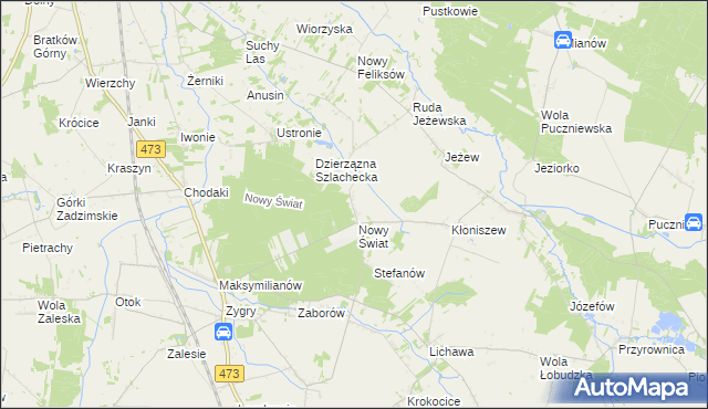 mapa Sikory gmina Zadzim, Sikory gmina Zadzim na mapie Targeo