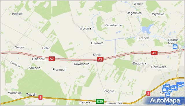 mapa Sitnik gmina Biała Podlaska, Sitnik gmina Biała Podlaska na mapie Targeo