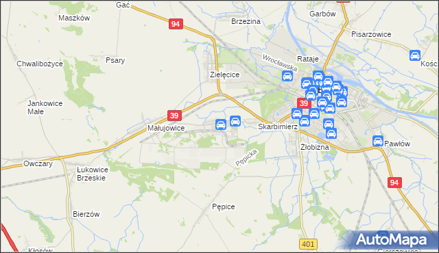 mapa Skarbimierz-Osiedle, Skarbimierz-Osiedle na mapie Targeo