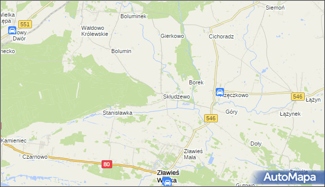 mapa Skłudzewo, Skłudzewo na mapie Targeo