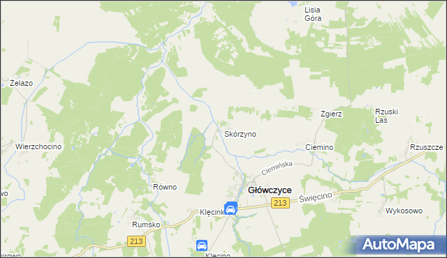 mapa Skórzyno, Skórzyno na mapie Targeo