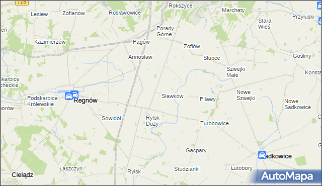 mapa Sławków gmina Regnów, Sławków gmina Regnów na mapie Targeo