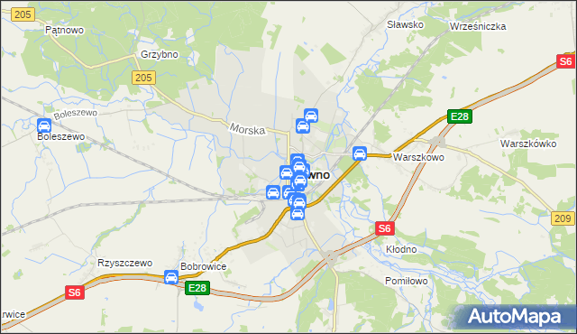 mapa Sławno, Sławno na mapie Targeo