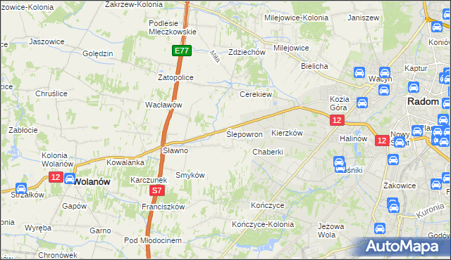 mapa Ślepowron, Ślepowron na mapie Targeo