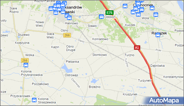 mapa Słomkowo gmina Aleksandrów Kujawski, Słomkowo gmina Aleksandrów Kujawski na mapie Targeo