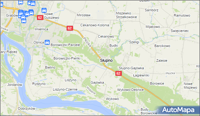 mapa Słupno powiat płocki, Słupno powiat płocki na mapie Targeo