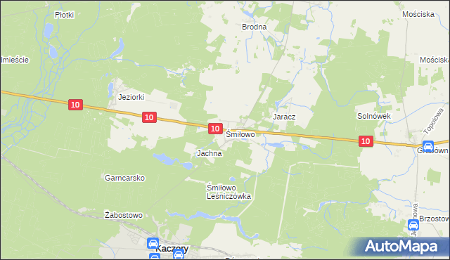 mapa Śmiłowo gmina Kaczory, Śmiłowo gmina Kaczory na mapie Targeo