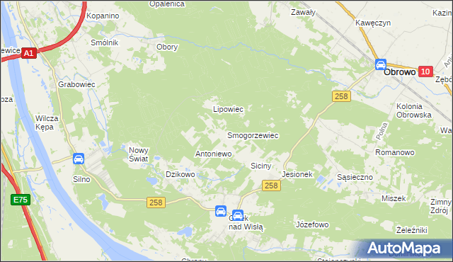 mapa Smogorzewiec, Smogorzewiec na mapie Targeo