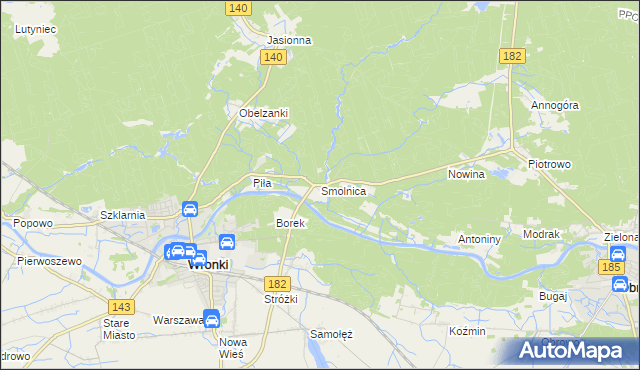 mapa Smolnica gmina Wronki, Smolnica gmina Wronki na mapie Targeo