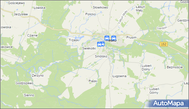 mapa Smólsko gmina Resko, Smólsko gmina Resko na mapie Targeo